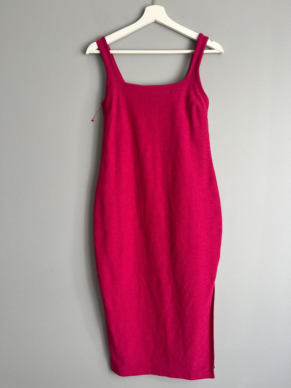 Beyond Yoga Spacedye Icon Midi Dress Pink Square Neck M Made USA Athleisure